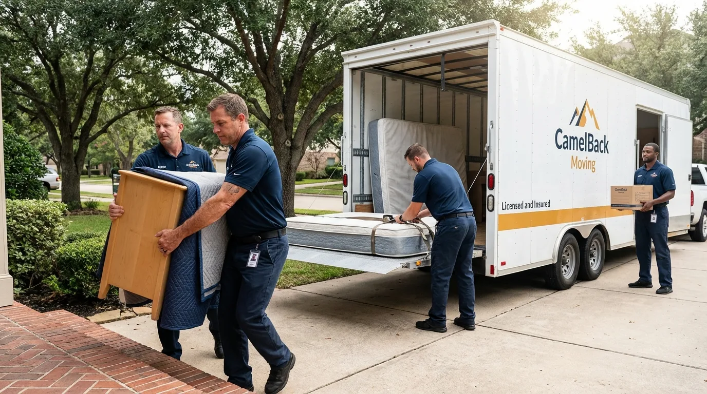 Crew loading residential truck for cross-state move from Marlborough, MA