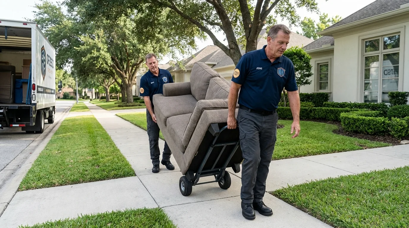Local residential moving crew loading furniture in Marlborough, MA